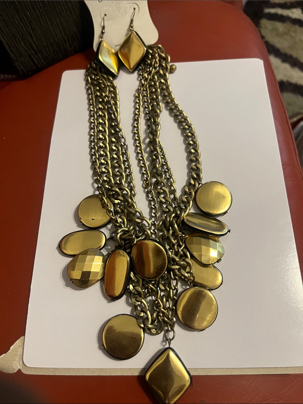 Pamela Love Gold-Tone Multi-Chain Disc Charm Necklace with Matching Earrings